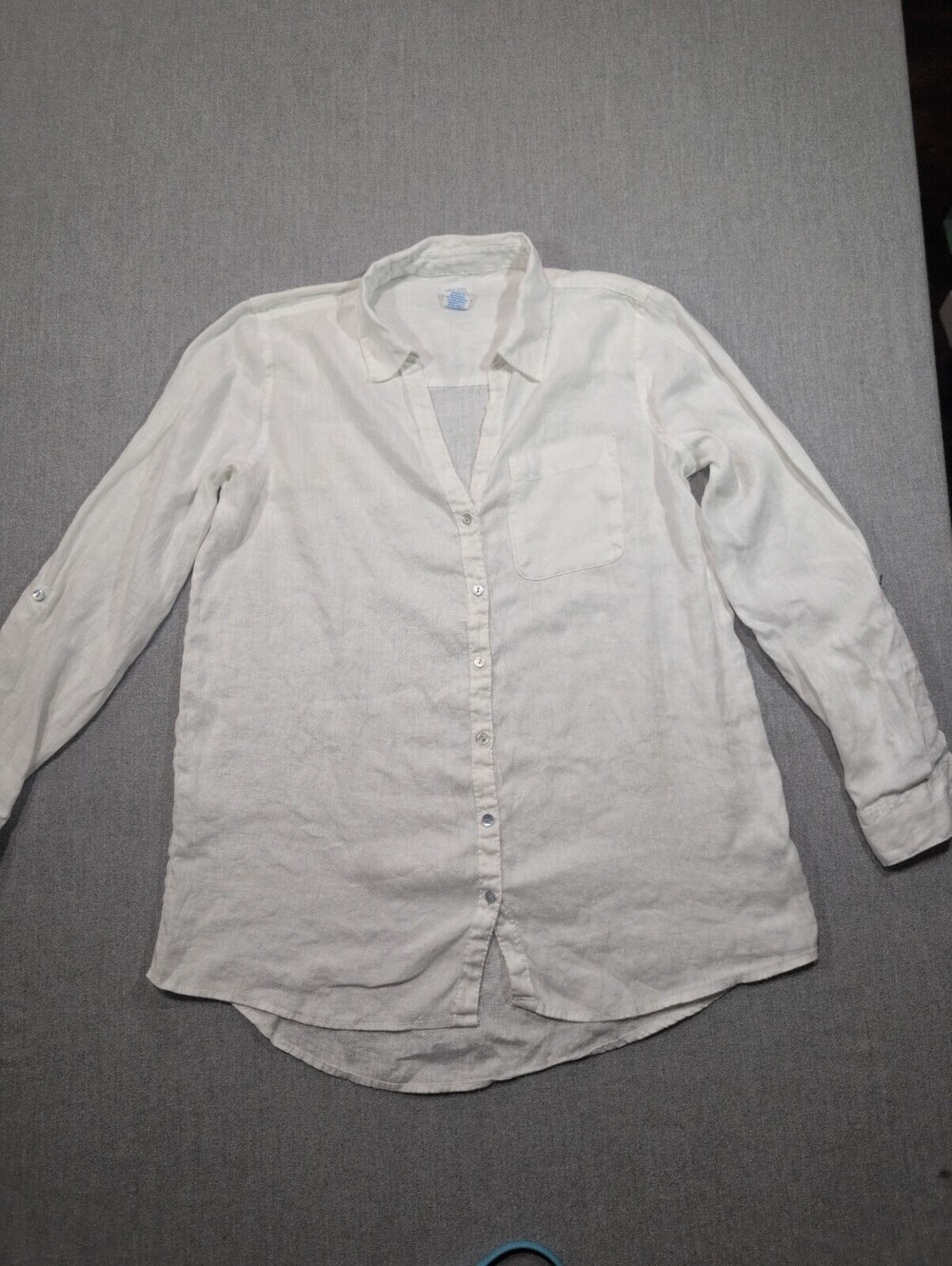 Sigrid Olsen white linen button front shirt size S
